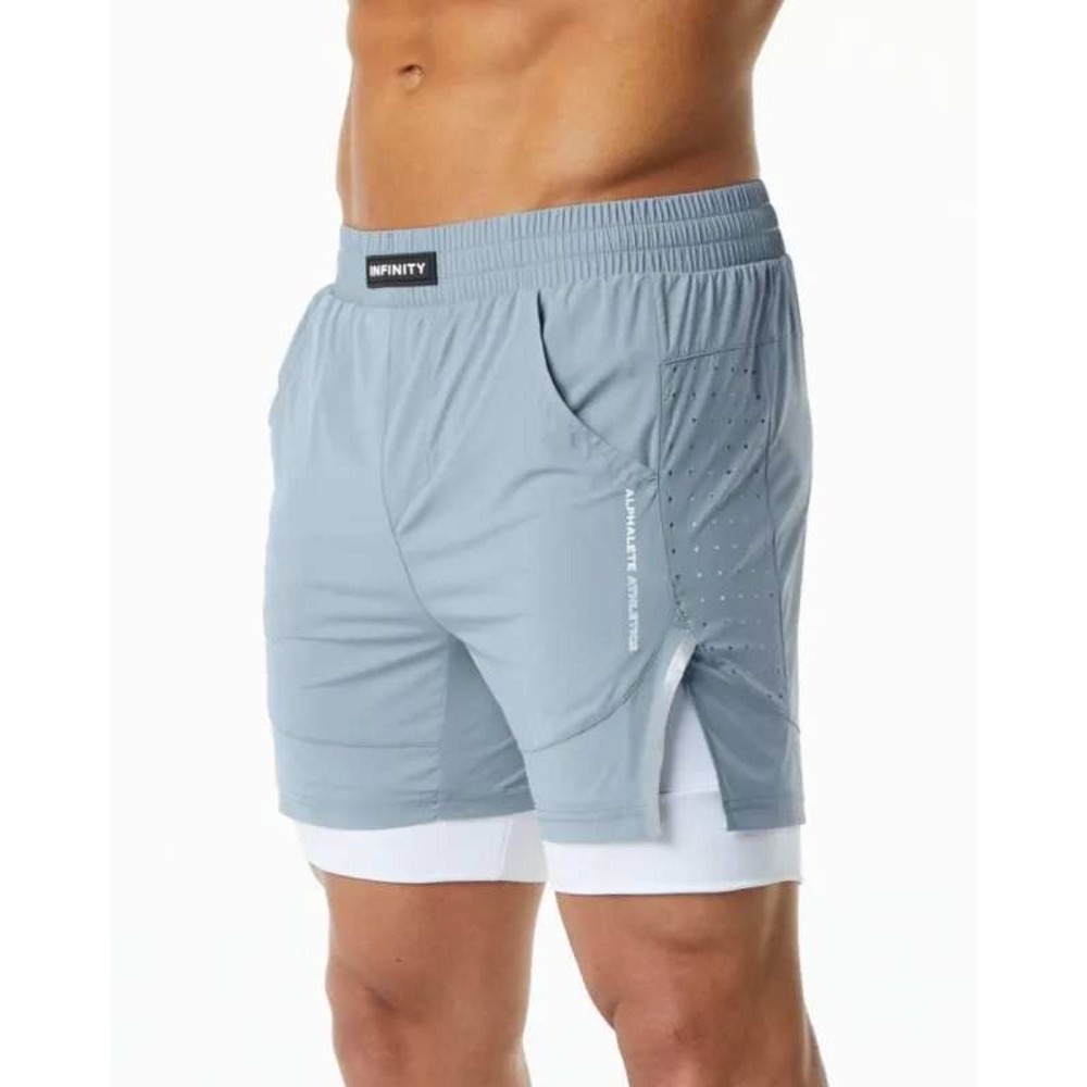 Alphalete Mens Infinity Speed Short 5.5 Bundle Black Fog Blue Size Large